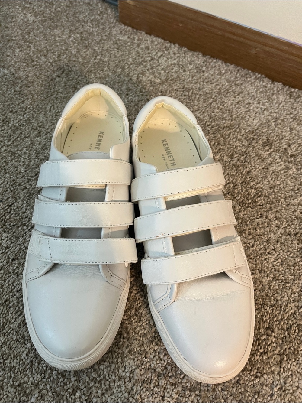 Kenneth Cole Kids White Triple Velcro Strap Sneakers